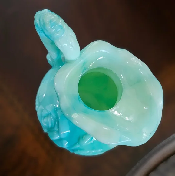 Vintage 1970s Avon Aqua Swirl Floral Rose Decanter Pitcher 4.5 Inch Tall EUC - Picture 3 of 16